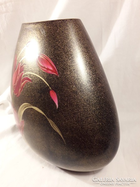HEINRICH Hackel Bavaria testes nagy porcelán kézzel festett tulipán mintás váza