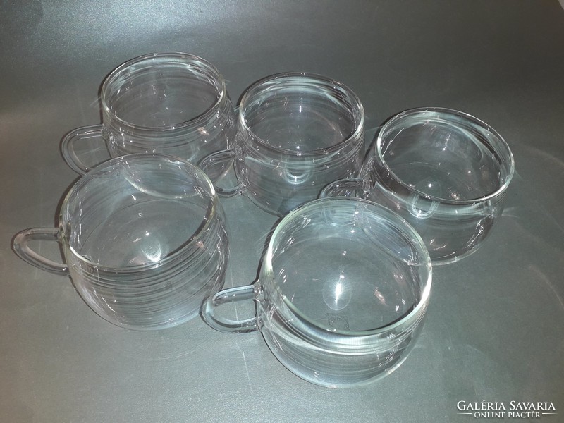 Schott&Gen Jena glass jelzett üveg jeges vagy forró teás füles pohár készlet 5 darabos