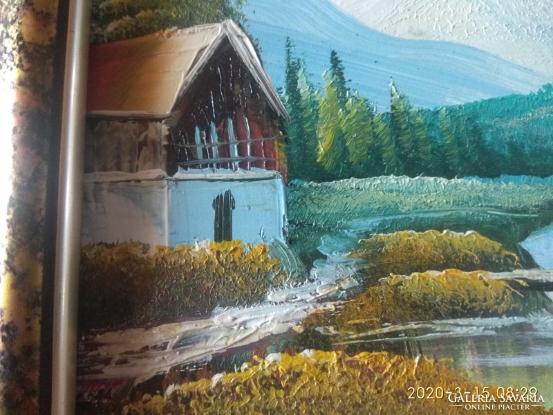 Ház a patak mellett festmény