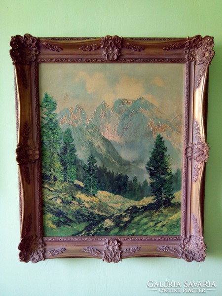 Original ingfried henze (1925-2013) hochkalter mit blaueisgletscher framed oil canvas painting