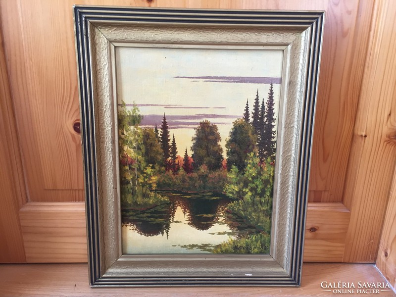 Beautiful antique russian landscape painting