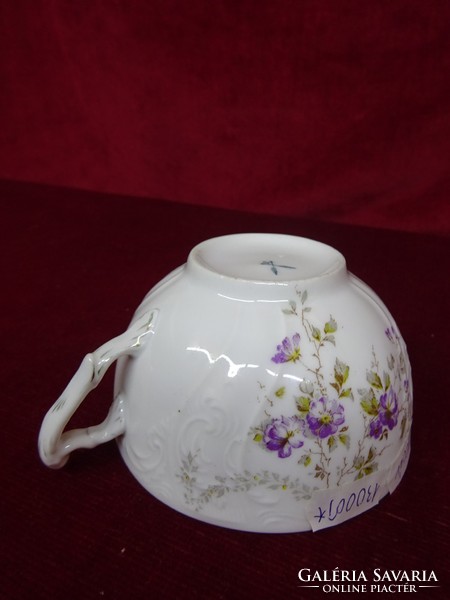 Antik német porcelán teáscsésze , lila virágmintával. Vanneki!