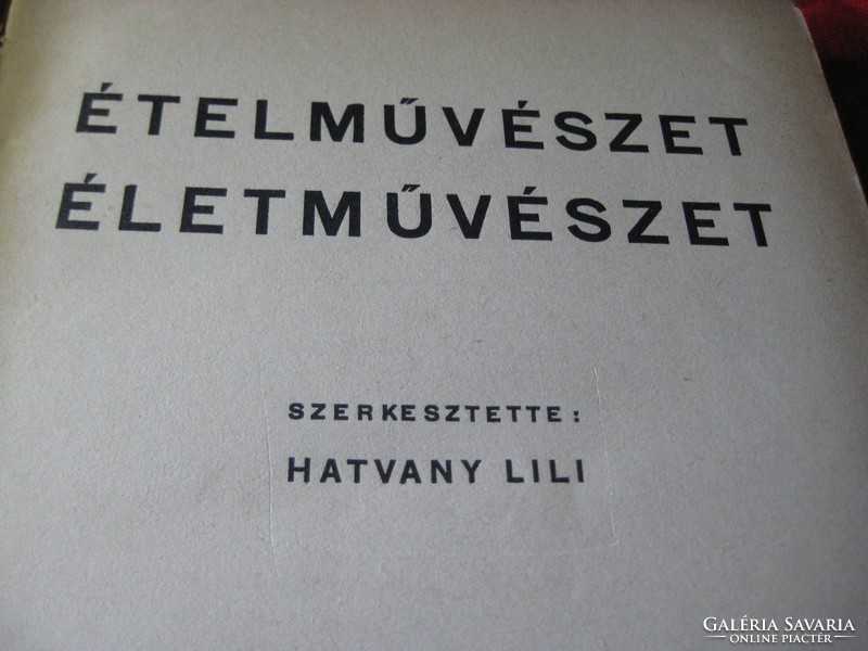 Hatvani lili, food art - art of life 1934. First edition