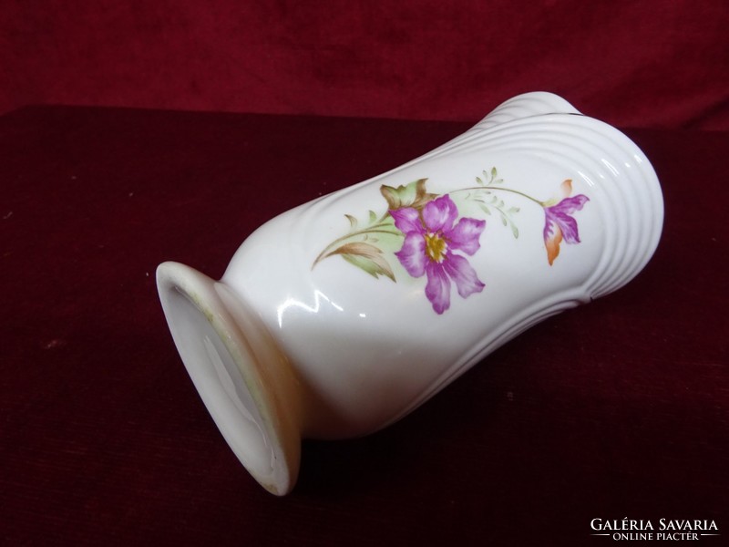 Német porcelán váza, lila virágmintával, magassága 15 cm. Vanneki!