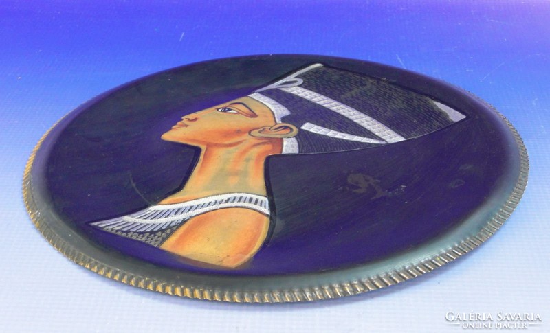 0F892 Egyiptomi Ehnaton fáraó réz falidísz tál