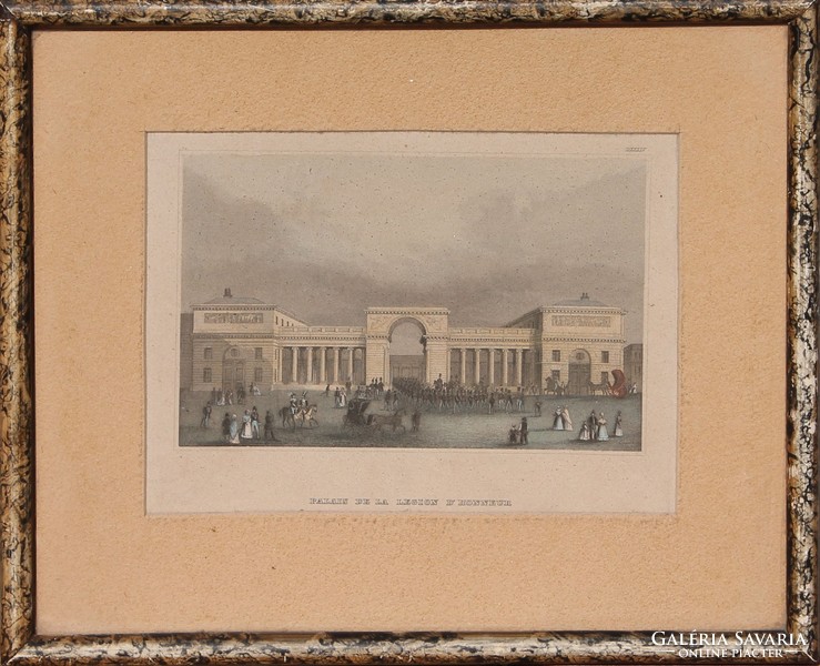 XIX. Century colored engraving: Palace of the Order of Honor, Paris