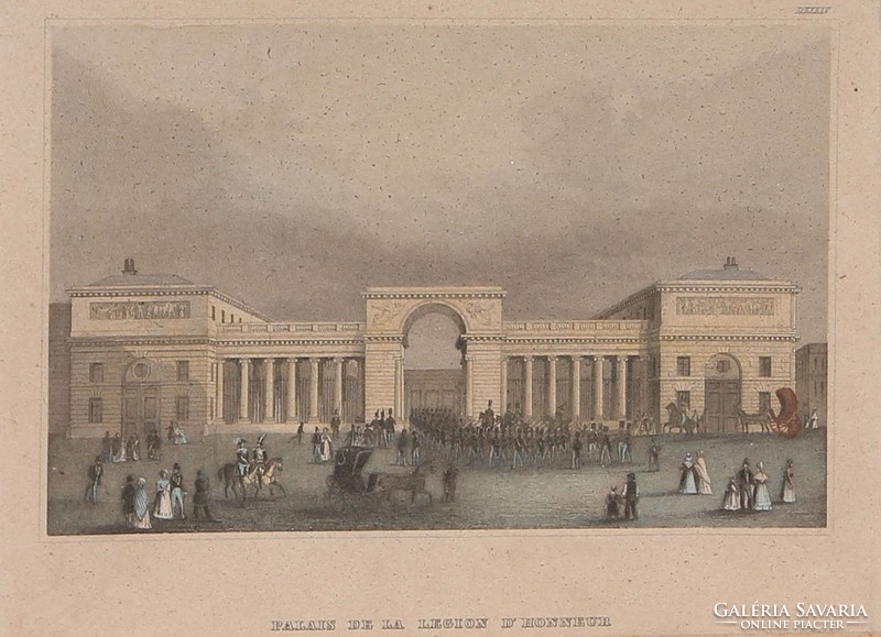 XIX. századi színezett metszet: A Becsületrend Palotája, Párizs