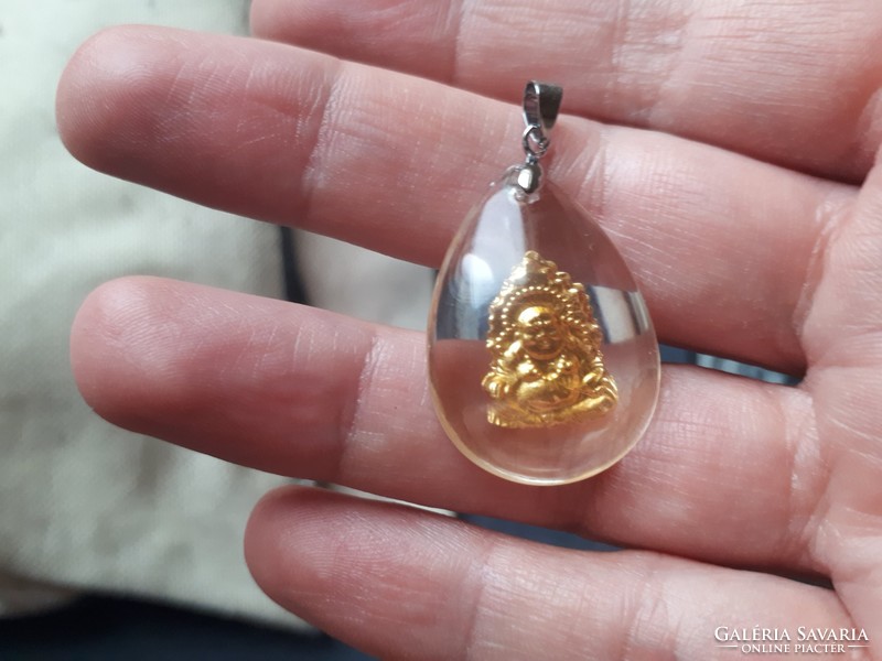 925 ös ezüst kapcsos aranyozott Buddha medál