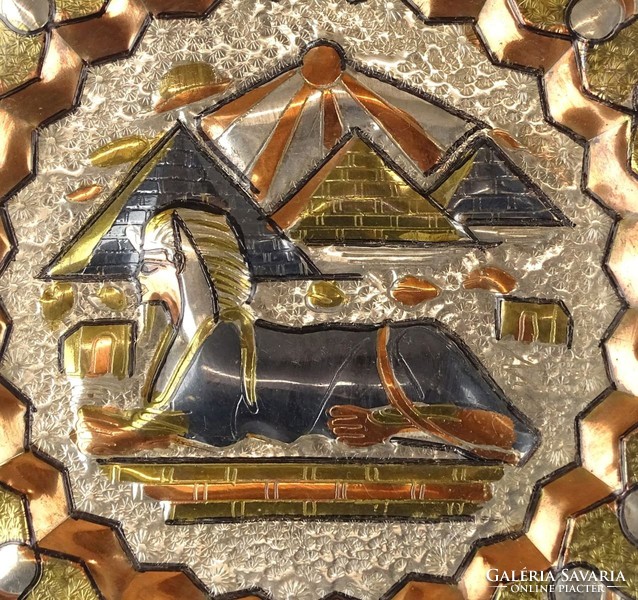 0Z639 Szinx díszes egyiptomi fém dísztányér 29 cm