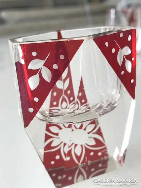 Karl Palda likőrös poharak virág mintával