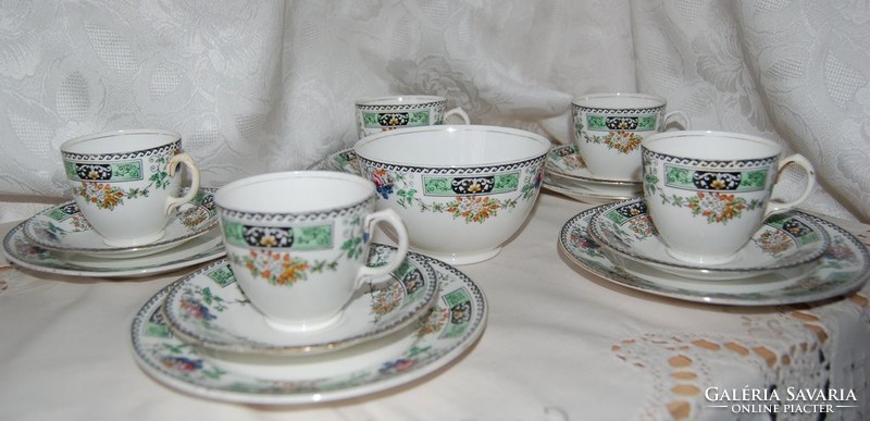 English Delphine crown bone china porcelain trio breakfast set for 5 people