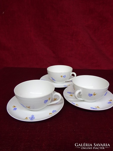 Zsolnay porcelain antique shield-stamped teacup + placemat, blue floral. He has!