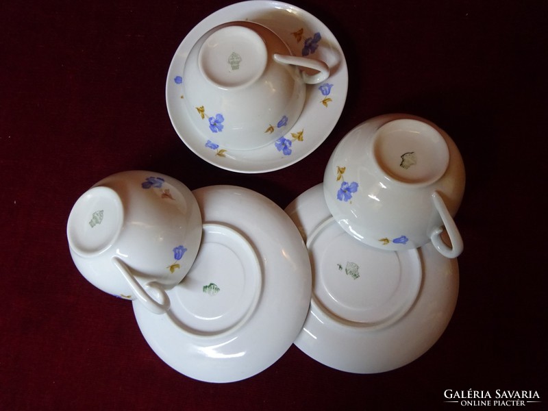Zsolnay porcelán antik pajzspecsétes teáscsésze + alátét, kék virágos. Vanneki!
