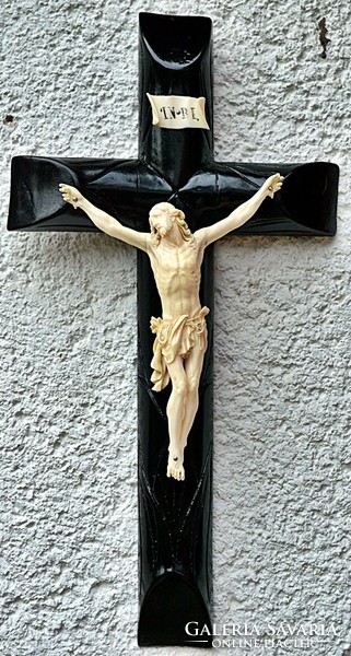 33. Antique, ivory Jesus Christ (16.5 Cm), 40.5 cm imposing crucifix, cross, corpus