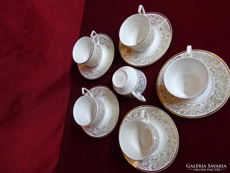 EPIAG csehszlovák minőségi porcelán teáscsésze + alátét. Arany díszítéssel. Vanneki!