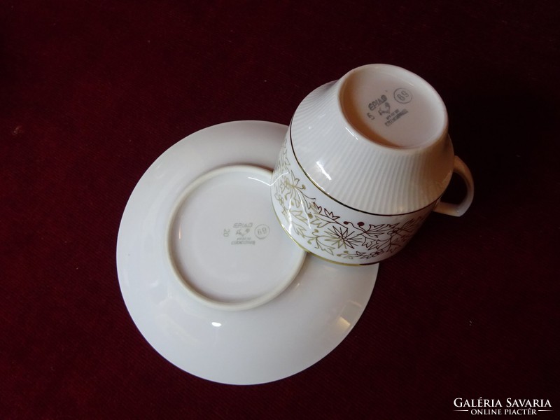 EPIAG csehszlovák minőségi porcelán teáscsésze + alátét. Arany díszítéssel. Vanneki!