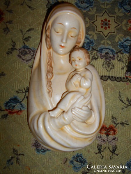 Antik nagyméretű Hummel  kerámia Madonna a kisdeddel  25,5 X 14,5 cm