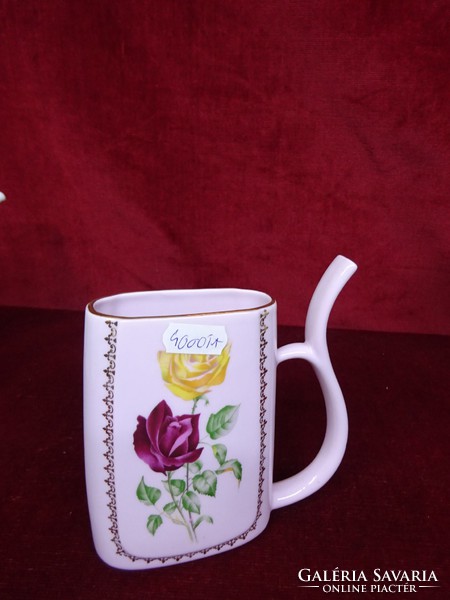 Csehszlovák porcelán ivókúra pohár,  rózsa mintával, 13 cm magas. Vanneki!