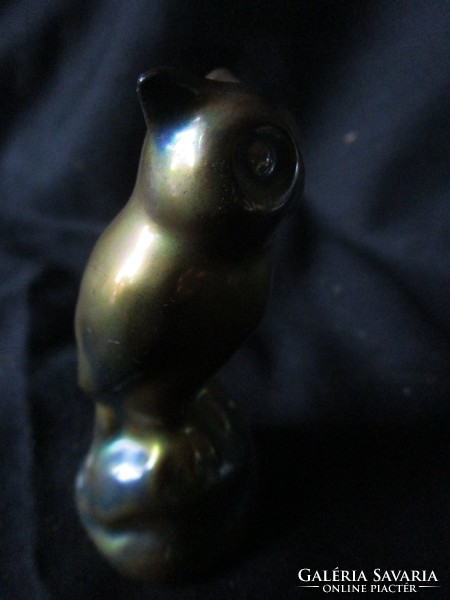 Antique Zsolnay marked owl rare statue gold eosin glaze eosin figural premium porcelain