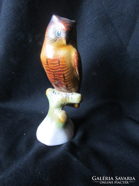 Owl marked statue painted Hungarian retro earthenware ceramic figural porcelain 1968