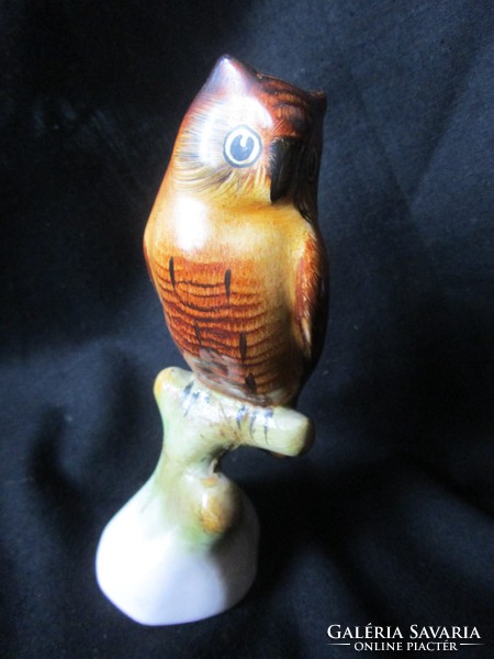 Owl marked statue painted Hungarian retro earthenware ceramic figural porcelain 1968