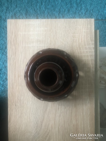 Ceramic candle holder (brown, glazed)