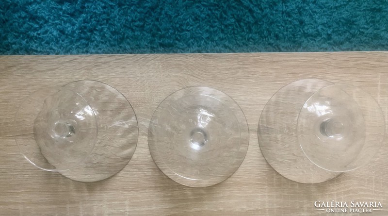 3 old glass ice cream cups