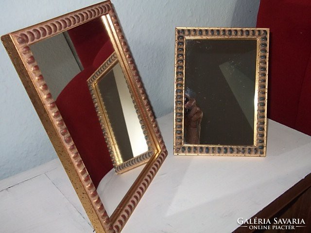 Arany keretes Asztali tükör  -kimámasztós  20x15 cm