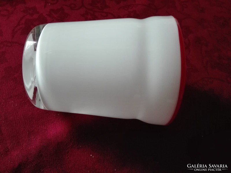 Hófehér fújt üveg pohár/váza,  10,5 cm magas