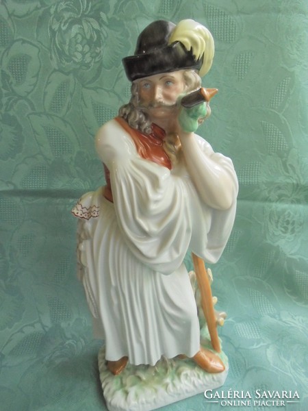 Herendi porcelán botra támaszkodó juhász figura