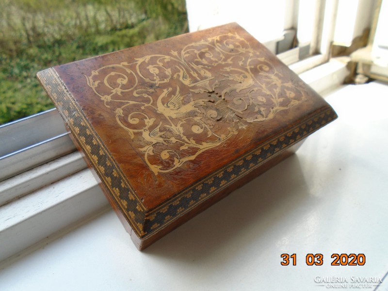 Antique empire marquetry poplar root veneer solid walnut box