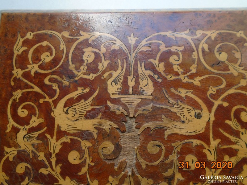 Antique empire marquetry poplar root veneer solid walnut box