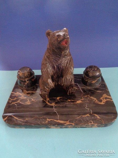 Antique bear figurine inkwell
