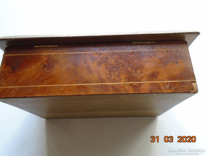 Antique empire marquetry poplar root veneer solid walnut box