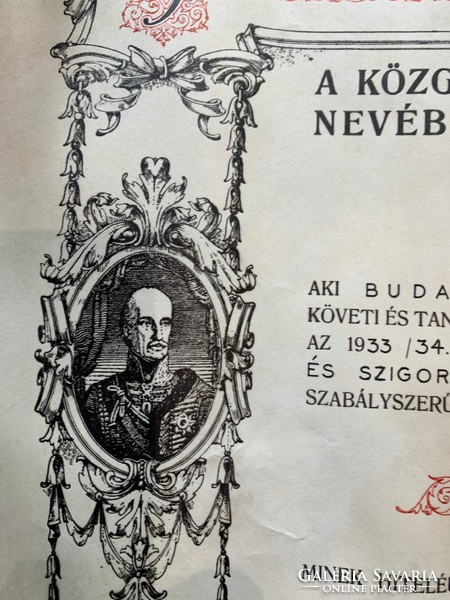 Diploma 1930 évekből pergamen papírból