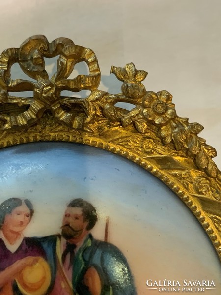 Porcelain picture with bronze frame