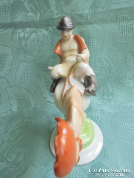 Herendi porcelán kakason lovagló legényke figura