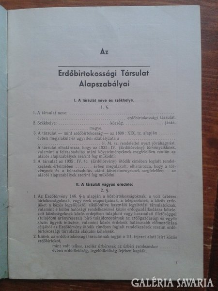 1957 Erdőbirtokossági Társulat alapszabályai