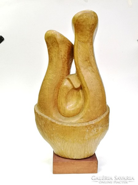 László Feldman: wooden statue of lovers - 02990