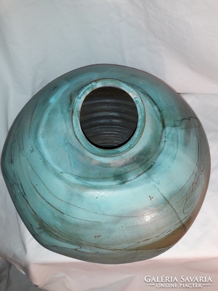 Mid century design giant sized turquoise green ceramic vase marked very rare