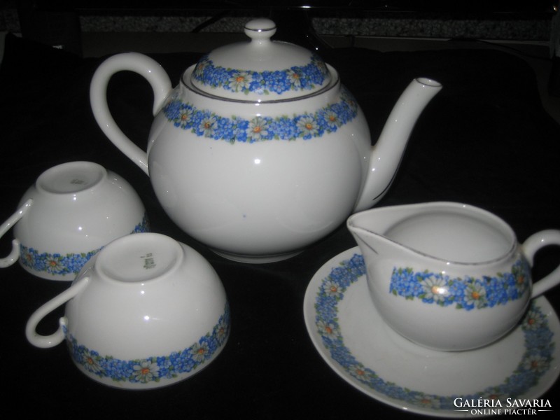 Zsolnay antique tea set, or what is left of it, a rarely found pattern with a wreath of flowers