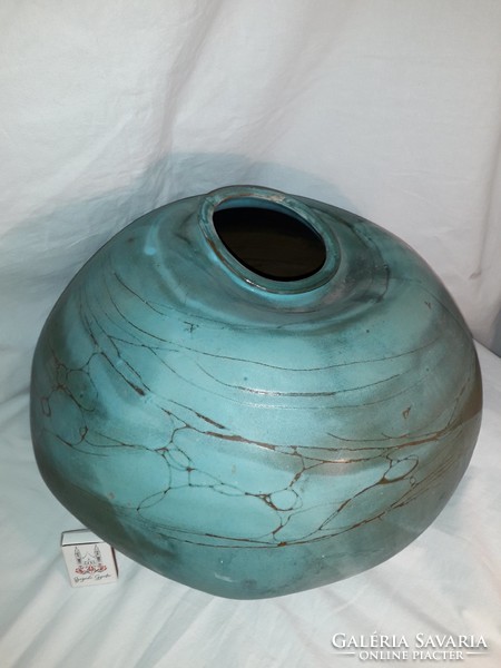 Mid century design giant sized turquoise green ceramic vase marked very rare