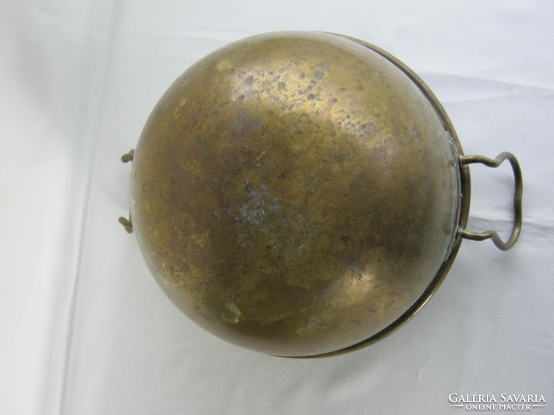 Marked old copper confectioner bowl with foam