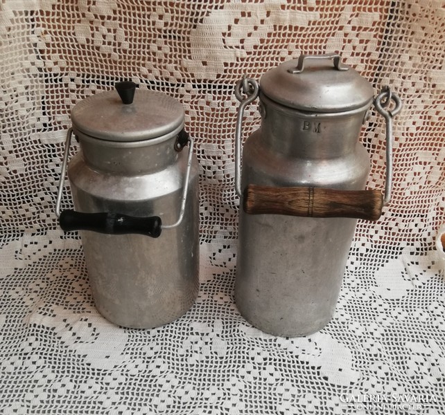 2 pcs aluminum aluminum milk jug, jug, peasant decoration, nostalgia piece