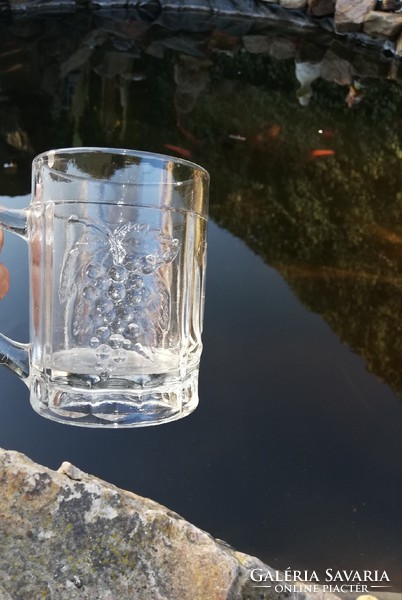 Glass cup with grape pattern, harvest mug, mug of peace, glass, nostalgia piece