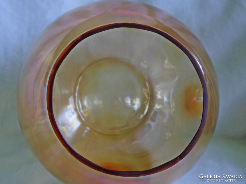 Antik nagy méretű, gyönyörű  irizáló fújt gömb üveg