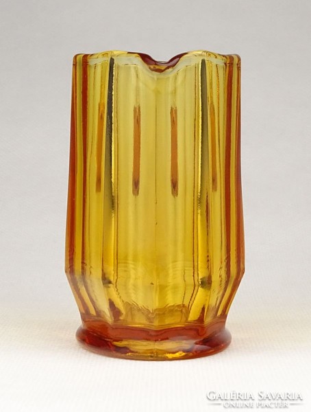 0Z969 Antik art deco borostyánsárga kisméretű üveg kiöntő