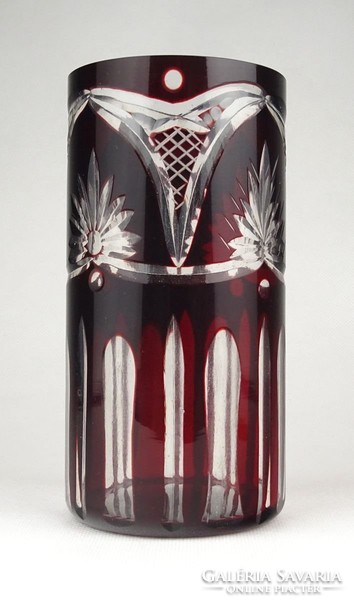 0Z910 Bordó színezett csiszolt rétegelt üveg pohár