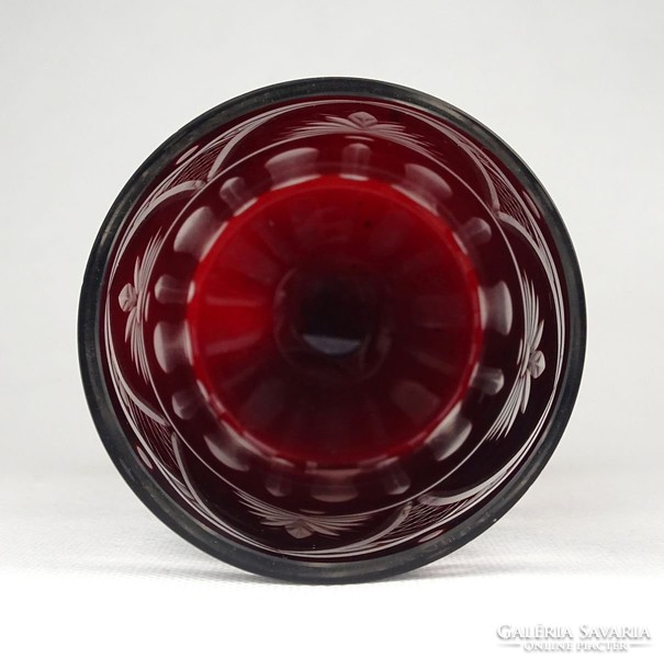 0Z910 Bordó színezett csiszolt rétegelt üveg pohár