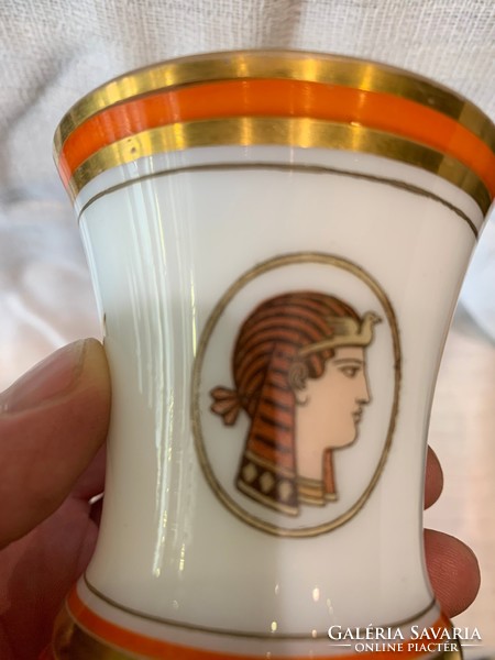 Üveg kávés vagy kapucsinós pohár egyiptomi fáraó fejjel